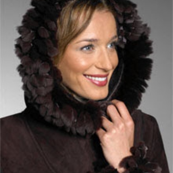 100% Lambs Shearling &rabbit fur trim, purchased @ Nordstrom.Very light but warm - Picture 3 of 13